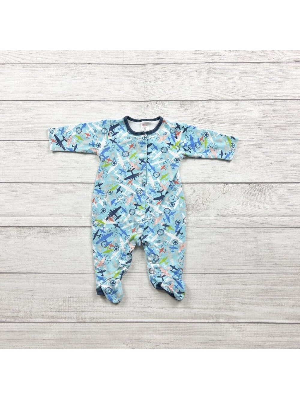 Zutano Baby Airplane Print Footed Pajamas Long Sleeve Snap 3-6 Months